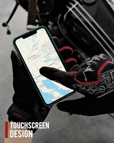 Motorcycle Gloves Motorbike Glove for Men Women Full Finger Knuckle Protection Touch Screen Cycling ATV Hiking Riding (XX-Large / mountain-Red)