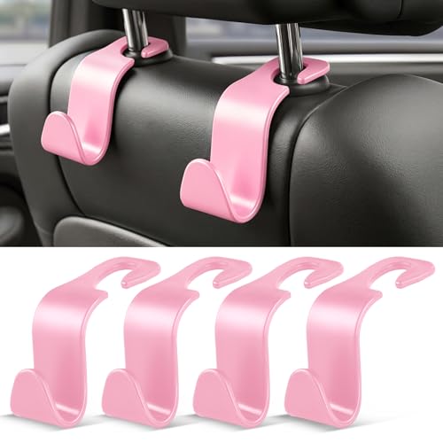 4 Pack Car Seat Headrest Hooks (4pc / Pink)