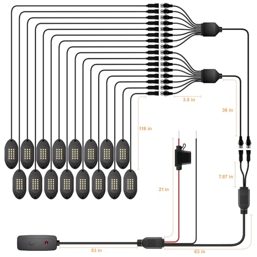 Pure White Rock Lights for Trucks 16 Pods with Switch 6000K (Pure White / 16 Pods)