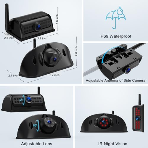 HD 1080P 7" Wireless 4 Backup Camera System for Furrion Pre (7" 4-Cam)