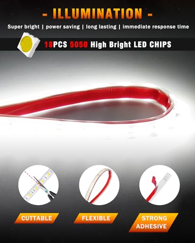 12V Led Light Strip Waterproof 32CM White Underglow for Car Motorcycle 6Pcs (White)