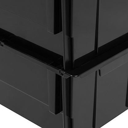 6-Pack, Jumbo Open Front Stackable Storage Bins, Black (Jumbo - 6 Pack / Color_Black)