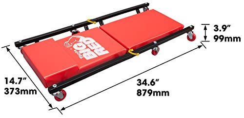 36" 2 Piece Padded Rolling Garage (2-Piece Creeper-36inch-Red)