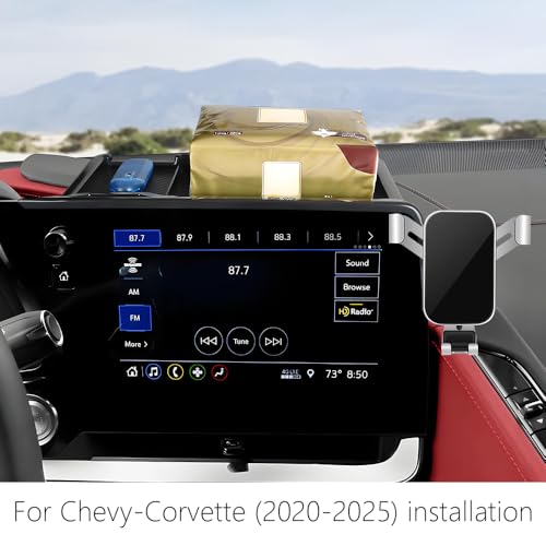 Car Phone Holder Center Console Organizer Tray for Chevrolet Chevy Corvette 2020 2021 2022 2023 2024 2025 2026 2027 C8 Auto Accessories Cell Phones Mount Dashboard Mobile CellPhone Screen Stand