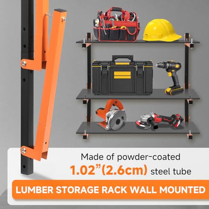 6 Pack Lumber Rack Wall Mount (B– 6 Pack, 9 Level)