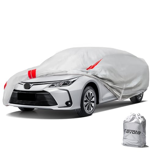 Car Cover Custom Fit for Toyota Corolla 1996 (Sliver＆Red / Custom Fit Toyota Corolla, Honda Civic)