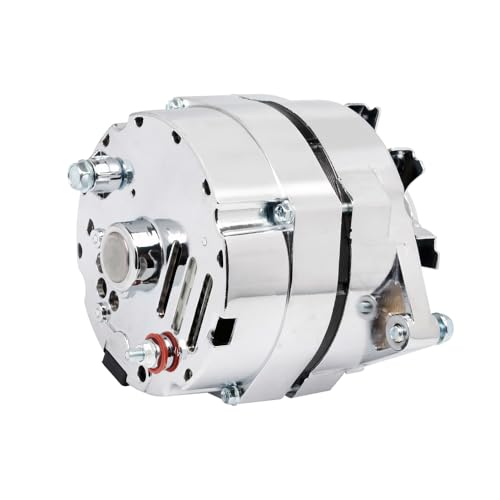 New Chrome 1 Wire Self Exciting Alternator High Output 120Amp Replacement for GM 305 350 BBC SBC 10SI for Chevy for Buick Street Rod Hot Rod (7127-SE-C)