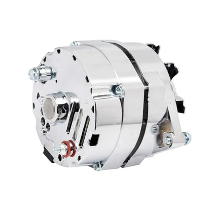 New Chrome 1 Wire Self Exciting Alternator High Output 120Amp Replacement for GM 305 350 BBC SBC 10SI for Chevy for Buick Street Rod Hot Rod (7127-SE-C)