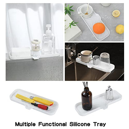 Silicone Soap Dish with Drain Spout (White / L(12"×4"))