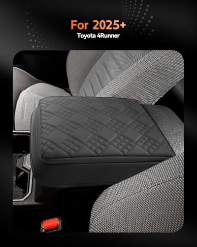 for 2025 2026 Toyota 4Runner Center Console Cover Armrest Box Cover for 4Runner (Toyota 4Runner Thickened Black Leather Square)