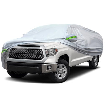 6 Layers Premium Truck Car Cover Waterproof All Weather Weatherproof UV Sun Protection Snow Dust Storm Resistant Outdoor Exterior Custom Form (Silver Car Cover / K15 - TRUCK -（Fits size 230"-260"）)