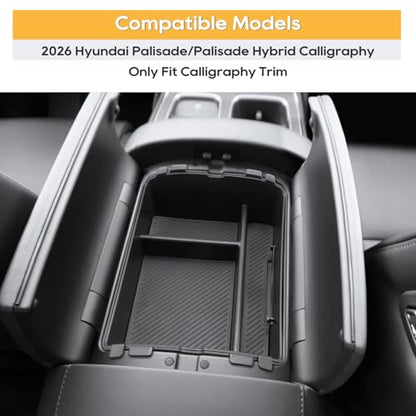 2026 Palisade Center Console Organizer (2026 Palisade 2PCS Calligraphy)