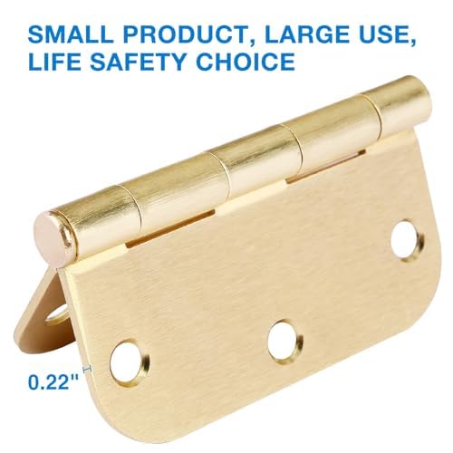 Rounded Door Hinges 3.5" X 3 1 (Satin Brass-Rounded / 6 Pack-no squeak)