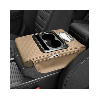 Car Center Console Armrest Pillow (Embroidered / Beige)