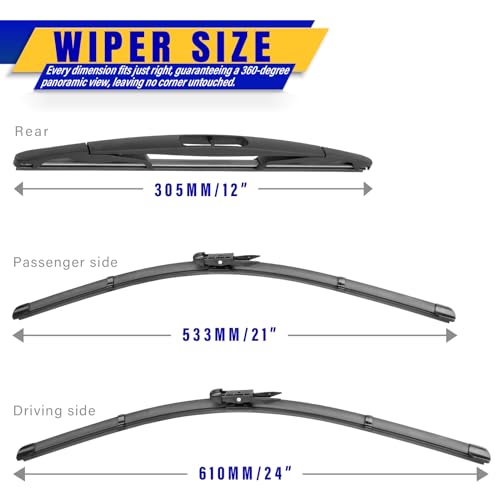 3 Wipers Fits Buick Enclave 2012 (24"/21"/12")