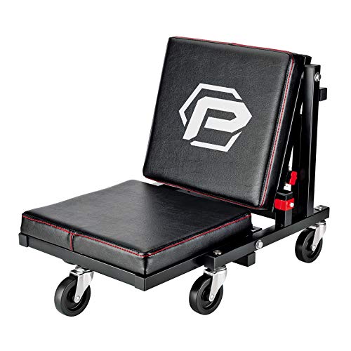 2-in-1 Rolling Creeper Seat Converts from High to Low Roller Seat, Fast, Tool-Free Conversion, Garage, Shop, Brake Jobs, Washing, Detailing, Maintenance, Thick Pad, 3-in. Casters - 240298 (2-in-1)