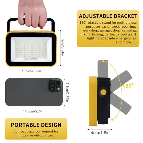 2 Pack USB Rechargeable LED Work Lights (Black (2 Pack))