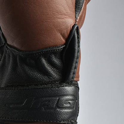Leather Motorcycle Motorbike Knuckle Protection Powersports Gloves (Black/Brown / Large)