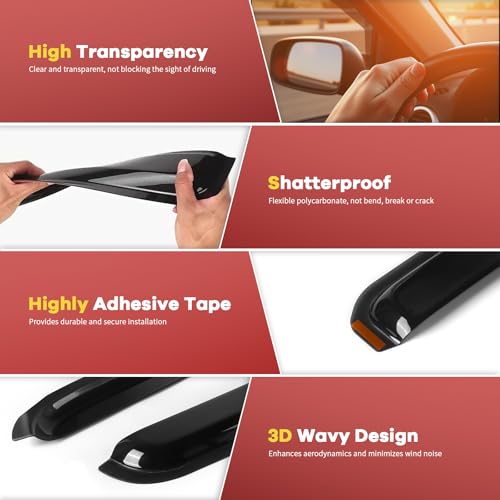 in Channel Window Rain Guards Fit for Tacoma 2005 (For 2005-2015 Tacoma Double Cab)