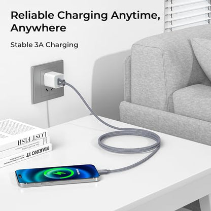 for iPhone 17 16 Pro Max Charger Cord (3Pack 3.3/6.6/10FT(1/2/3M) / 3 Pack / Grey)
