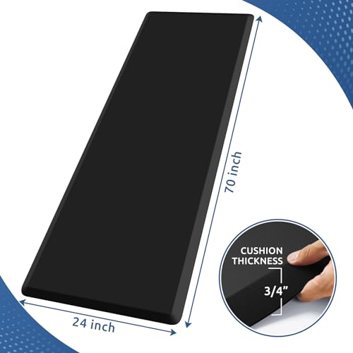 0.8" Thick Kitchen Mat Cushioned Anti Fatigue Rug Comfort Floor Mats (Black / 70"L x 24"W x 0.8"Th)