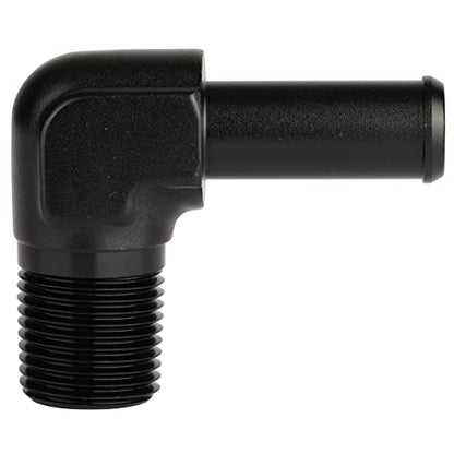 3 8 NPT Male to 1 (3/8 NPT to 1/2 Barb / Black - 90 Degree)