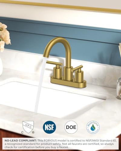 4" Brushed Gold Bathroom Sink Faucet 2 Hole (Brushed Gold)