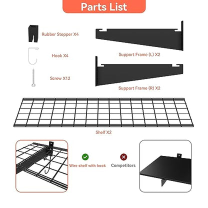 2 Pack Garage Wall Shelves (Black / 15*45")