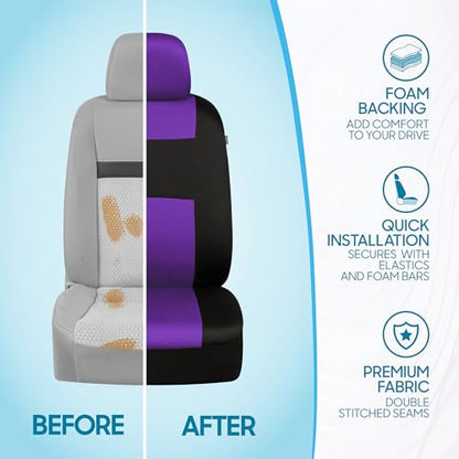PolyPro Car Seat Covers Full Set in Purple on Black (Purple)