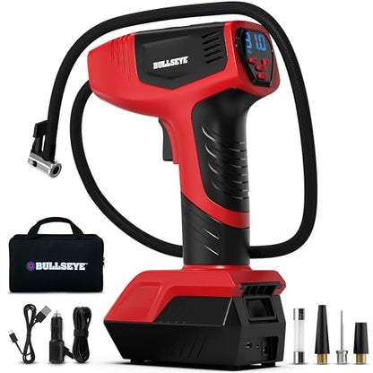 BULLSEYE PRO Tire Inflator with Pressure Gauge (Red)