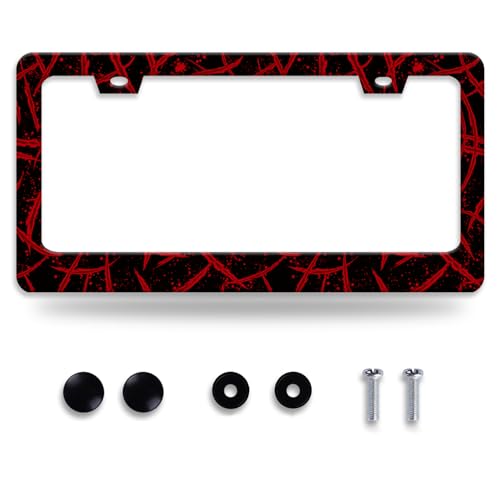 Blood Splattered License Plate Frame Funny Bloody Scar License Plate Frames for Car Decorative Parts Stainless Stee License Plate for Standard Us Canada License Plate Holder 12x6 Inch (Blood Splattered)