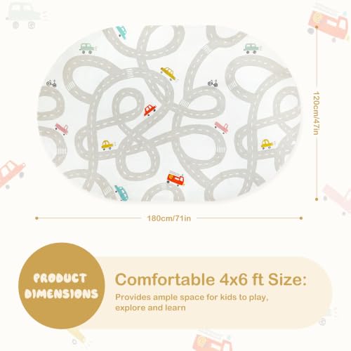 Kids Car Rug 4x6 Washable Non (Grey / 4'x6')