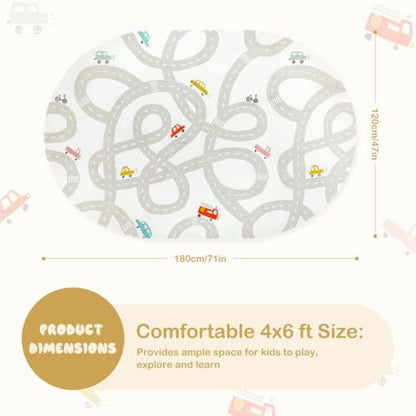 Kids Car Rug 4x6 Washable Non (Grey / 4'x6')
