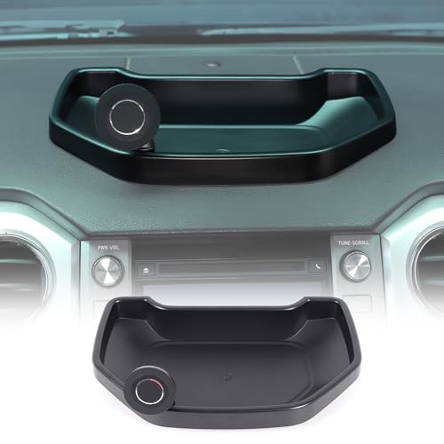 Black ABS Car Center Console Dash Table Storage Tray Fit for Toyota Tundra 2014 (With Mobile Phone Holder(C))
