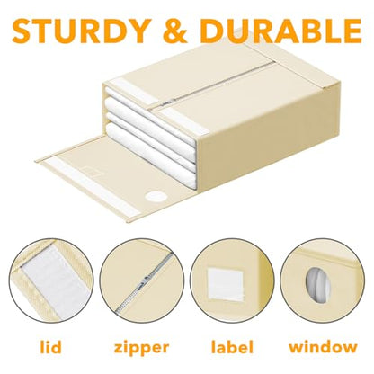 9 Pack Bed Sheet Organizers and Storage (9 pcs / Beige)