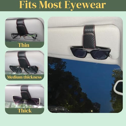 Leather Sunglass Clip for Car Visor (Carbon Fiber)