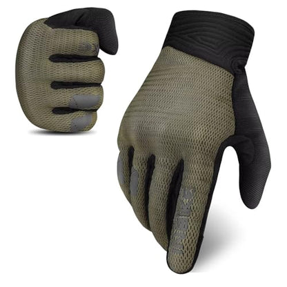 Breathable Mesh Motorcycle Gloves for Men (Khaki / Large (Palm Circumference: 8.46-9.06 inches))