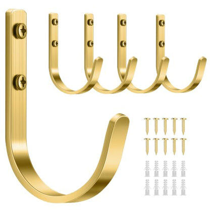 22LB Wall Hooks for Hanging Towel (Brushed Gold / 5 Pack)