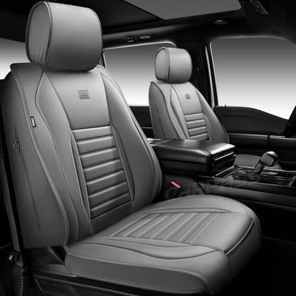 Nappa Leather Car Seat Covers Full Set (Gray Leather / Full Set)