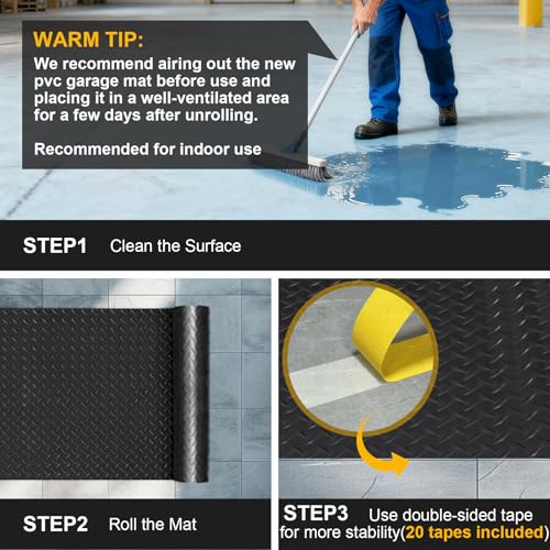 7.5x25 FT Garage Floor Mat (Black / 7.5x25 FT)