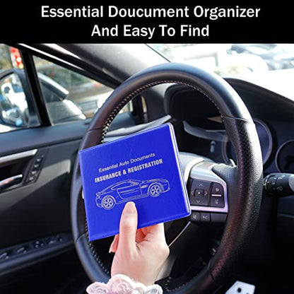 Car Registration and Insurance Card Holder (Leather Blue)