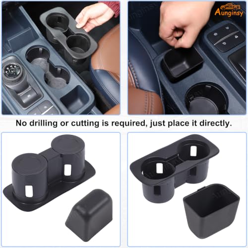 Center Console Cup Holder Insert Kit Compatible with Ford Maverick 2022+ (Black(Kit))