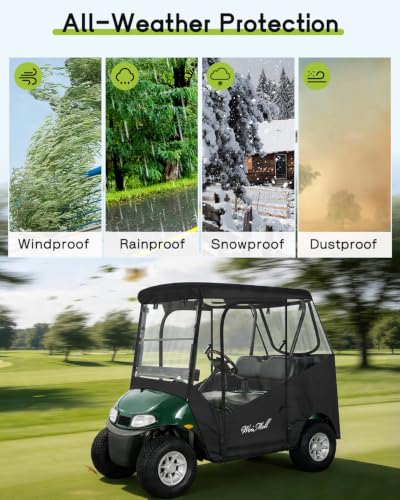 Golf Cart Enclosure 2 Passenger Rain Cover for EZGO TXT & RXV (New Version Cover for EZGO TXT RXV 2 Passenger / Black)