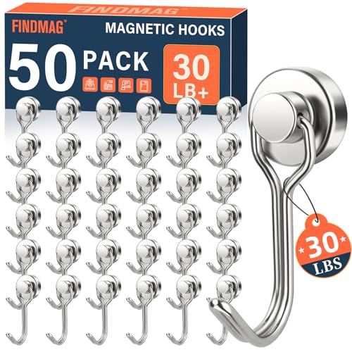 50 Pack Magnetic Hooks (Silver / 0.63in)