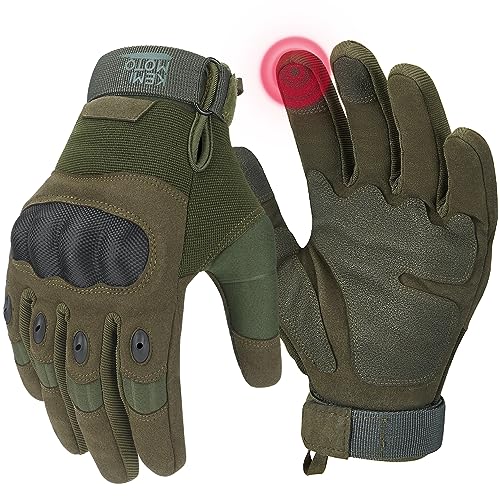 Tactical Gloves for Men (Green, Microfiber Protection / Large)