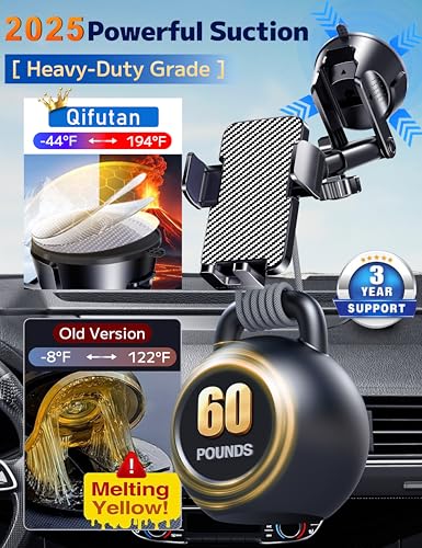 Dash Mounted Holders Phone Holders for Your Car Phone Mount for Car Windshield Dashboard Air Vent Universal Desk Mounts Hands Free Automobile Cell Phone Holder Fit for iPhone Smartphone (Carbon Fiber)