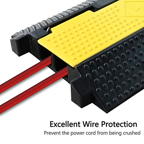 1 Pack Rubber Cable Ramp Hose Cable Protector Ramp 2 Channel 22000Lbs Load Capacity Traffic Speed Bump Wires Power Lines Extension Cord Cover for Indoor Outdoor (22000Lbs-2Channel-1Pack)