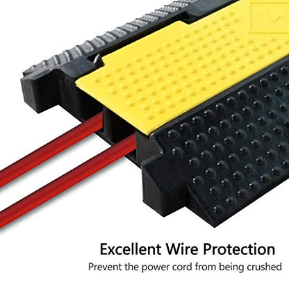 3 Pack Rubber Cable Ramp Hose Cable Protector Ramp 2 Channel 22000Lbs Load Capacity Traffic Speed Bump Wires Power Lines Extension Cord Cover for Indoor Outdoor (22000Lbs-2Channel-3Pack)