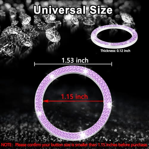 2 PCS Crystal Double Rhinestone Car Engine Start Stop Decoration Ring (Double Purple)