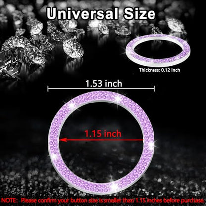 2 PCS Crystal Double Rhinestone Car Engine Start Stop Decoration Ring (Double Purple)
